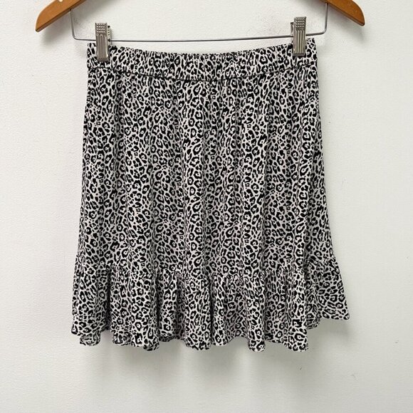 American Eagle Women's Mini Skirt XS High Waisted Leopard Print Ruffled Hem Tan - Picture 4 of 8